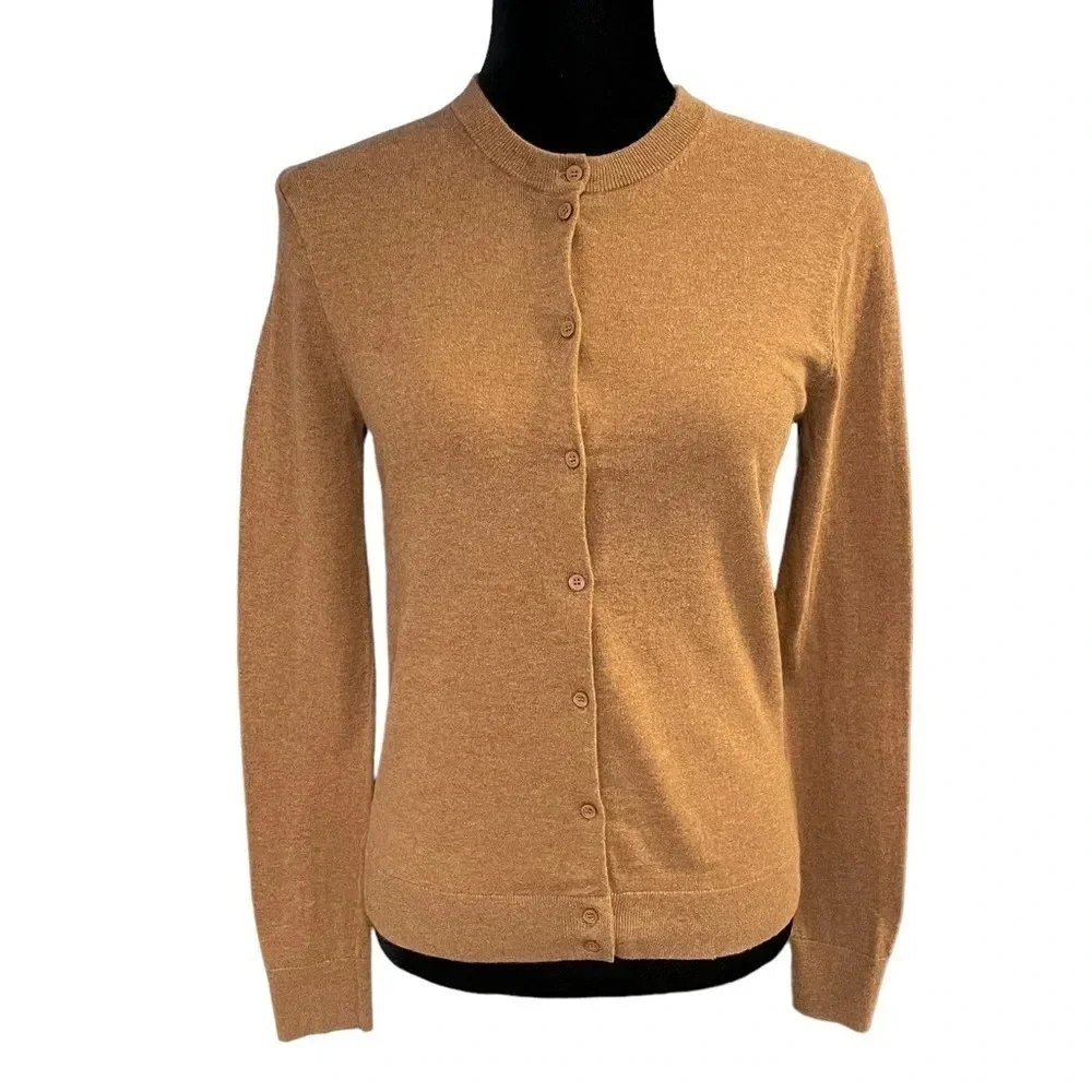 J Crew (Fall 2020 )Classic cotton cardigan sweater in Heathered Mushroom E5957